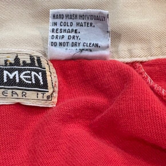 Vintage 1980 A. Smile Men Long Sleeve “Player” Polo in Tan and Red – Size XL - Picture 8 of 8